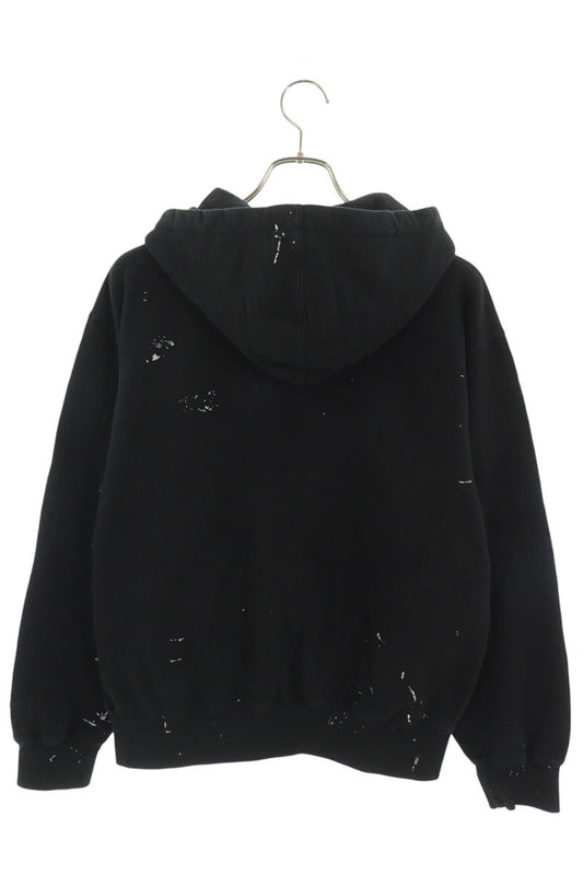 MM6 26SS Box Logo Zip Up Hoodie Black Cotton Size S