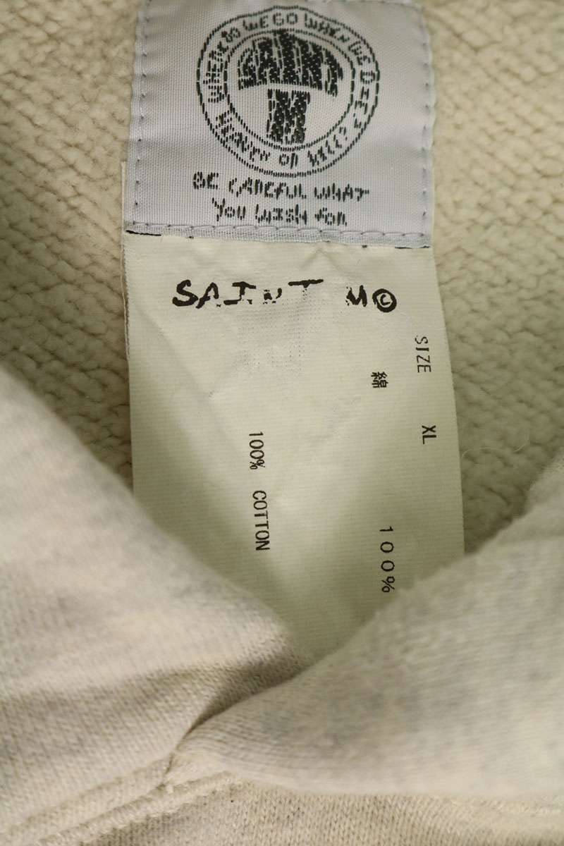 SAINT MICHAEL BORN X RAISED Graphic Hoodie Beige Size XL