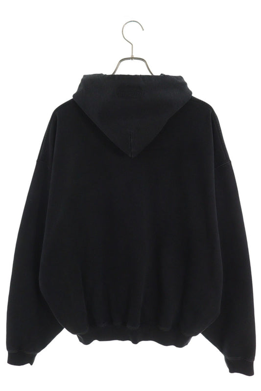 VETEMENTS 26AW Logo Distressed Cotton Hoodie Black Size S