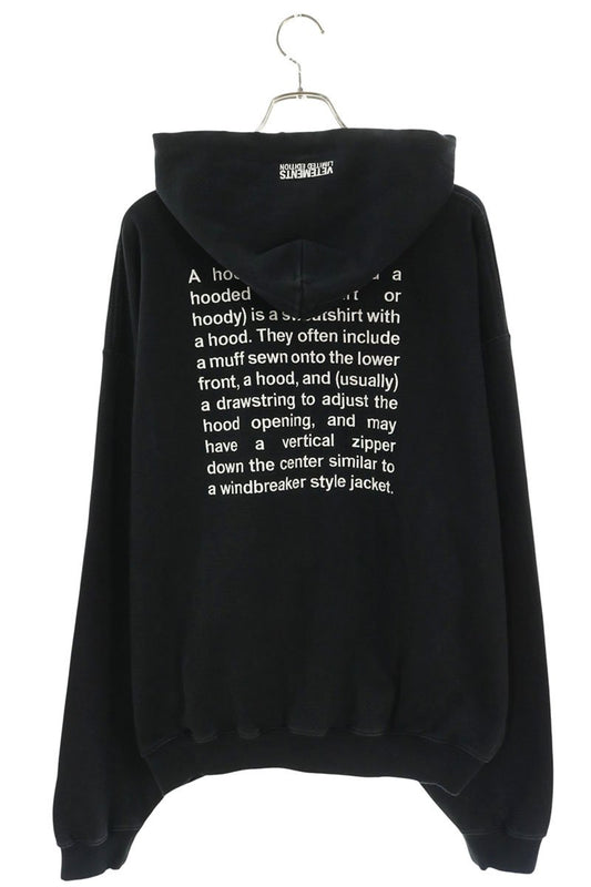 VETEMENTS 26AW Lettering Zip Up Hoodie Black Size M