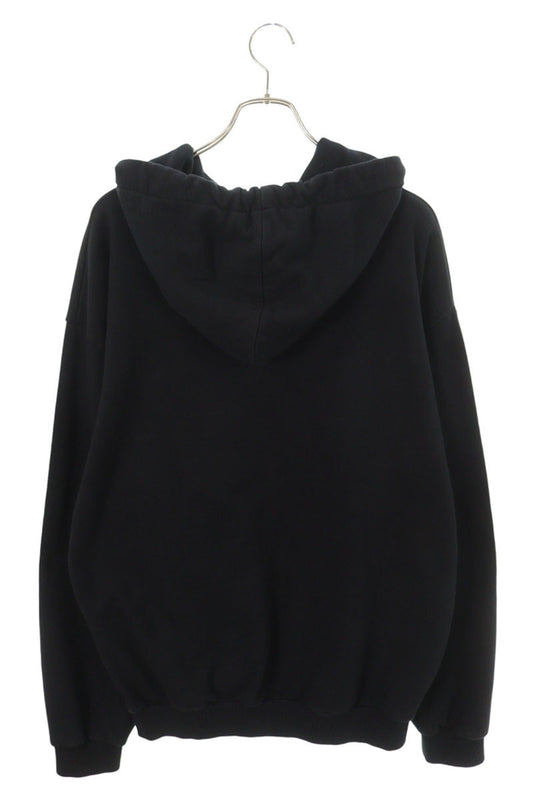 CELINE Black Logo Drawstring Pullover Hoodie Size XL