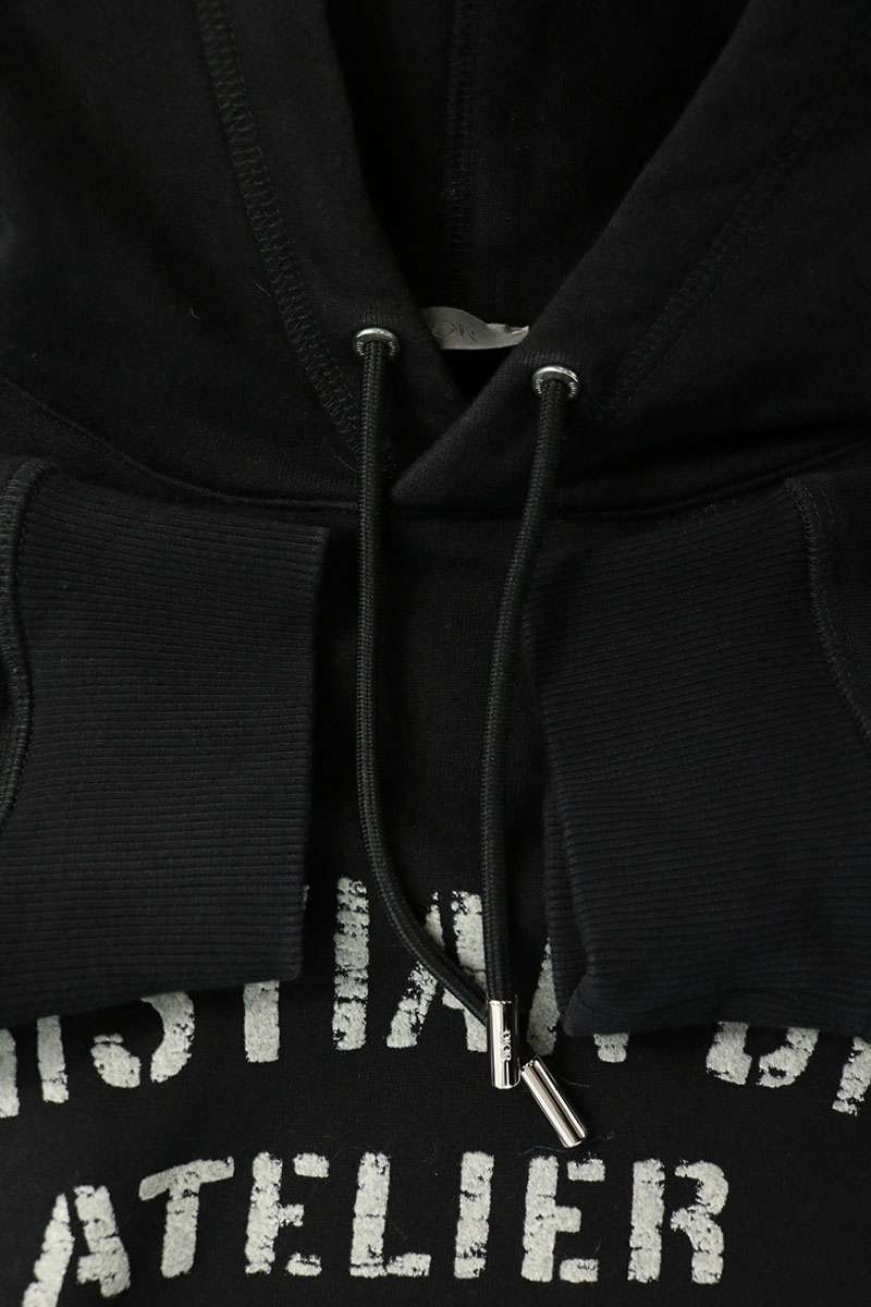 DIOR Atelier Logo Print Cotton Hoodie Black Size M