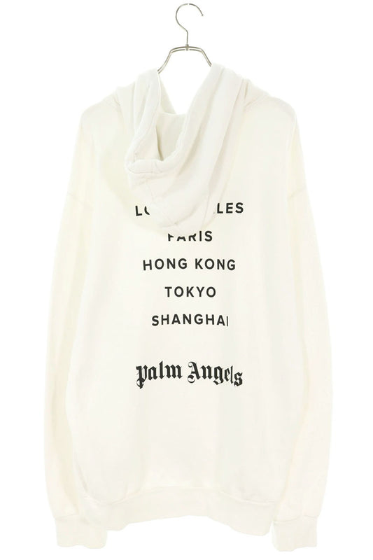 Palm Angels Logo Print Cotton Hoodie White Size XL