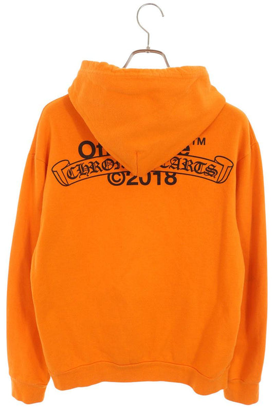 Chrome Hearts HD PLVR V OFF WHITE Logo Back Hoodie Size L
