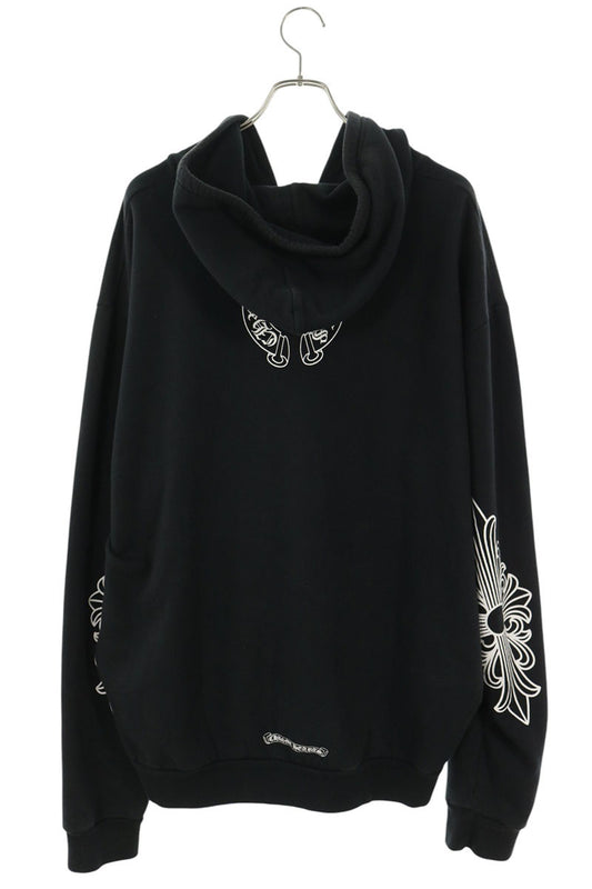Chrome Hearts T-Bar Floral Sleeve Back Hoodie Black Size XL