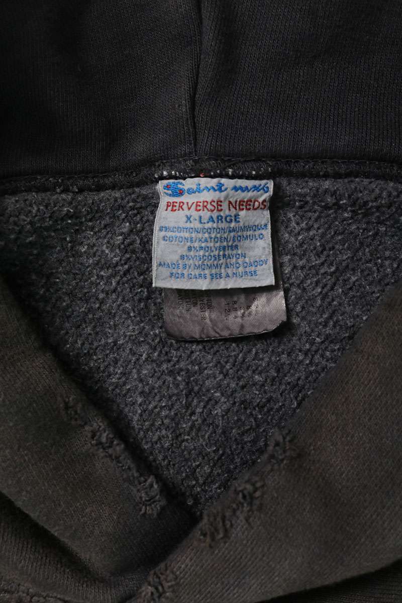 SAINT MICHAEL AW22 Vintage Wash Hoodie Black Size XL