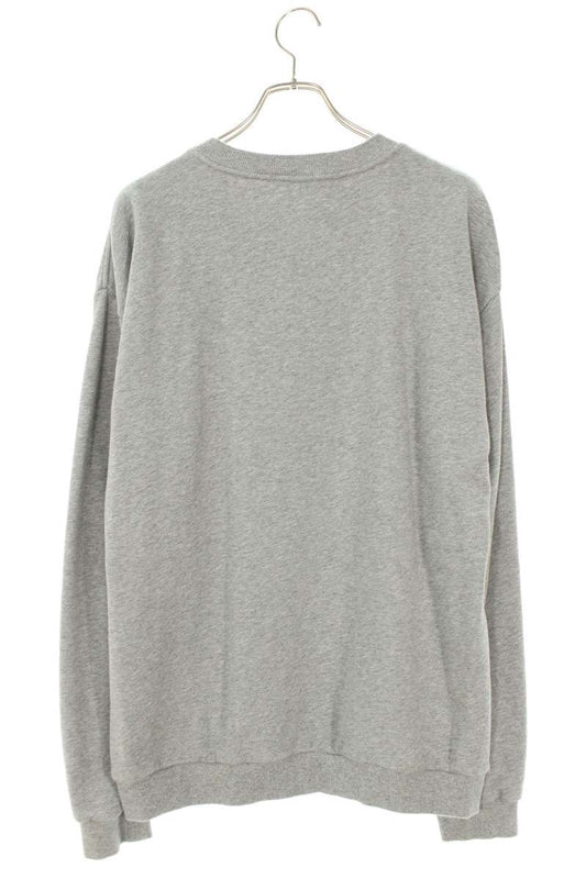 CELINE Logo Print Cotton Crewneck Sweatshirt Gray Size XL