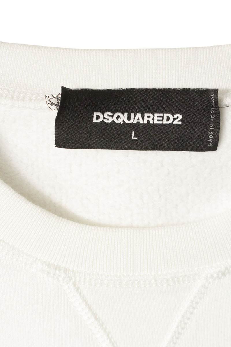 DSQUARED2 Logo Print Cotton Sweatshirt White Size L