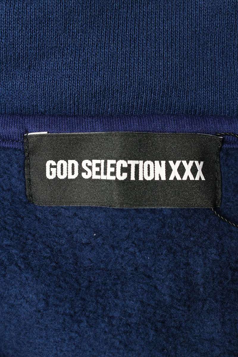 GOD SELECTION XXX Navy Cotton Half-Zip Sweatshirt Size M