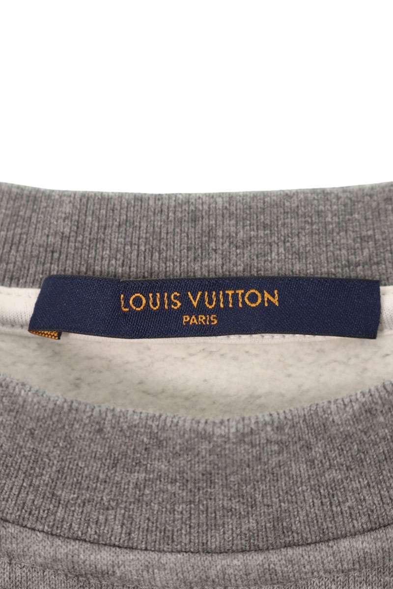 Louis Vuitton logo embroidery Crewneck Sweatshirt Gray Size M