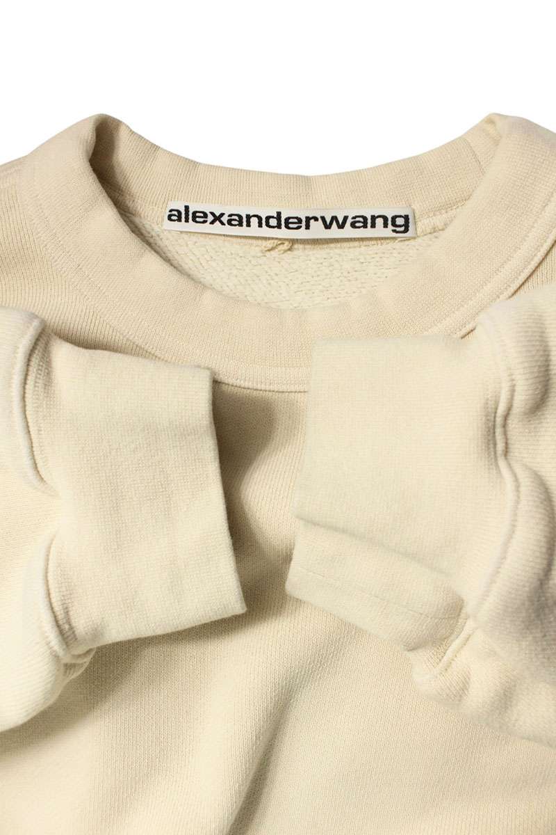 ALEXANDER WANG Logo Print Crewneck Sweatshirt Beige Size M