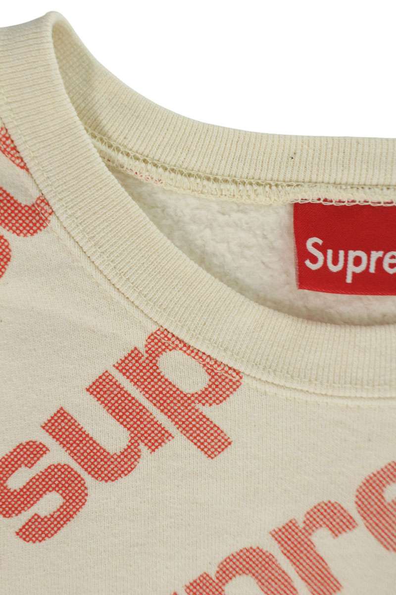 Supreme 20SS Radial Crewneck Logo All-Over Print Sweatshirt Beige x Red Size L