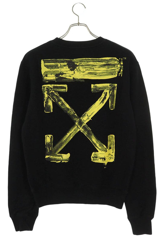 OFF-WHITE Back Arrow Cotton Sweatshirt Black Yellow Size XS