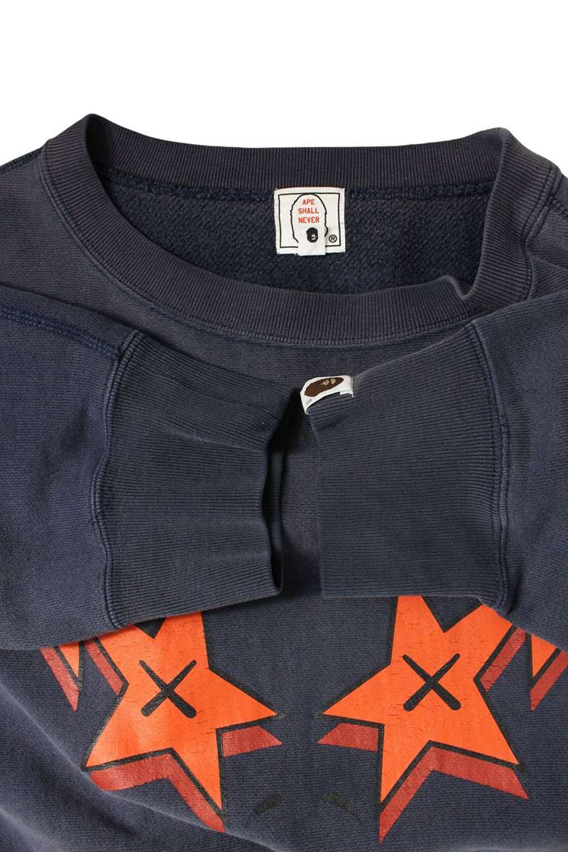 Bape x Kaws Print Sweatshirt Blue Size M