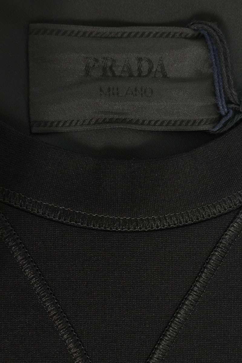 PRADA 26SS Triangle Plate Pocket Nylon Sweat Black Size XXL