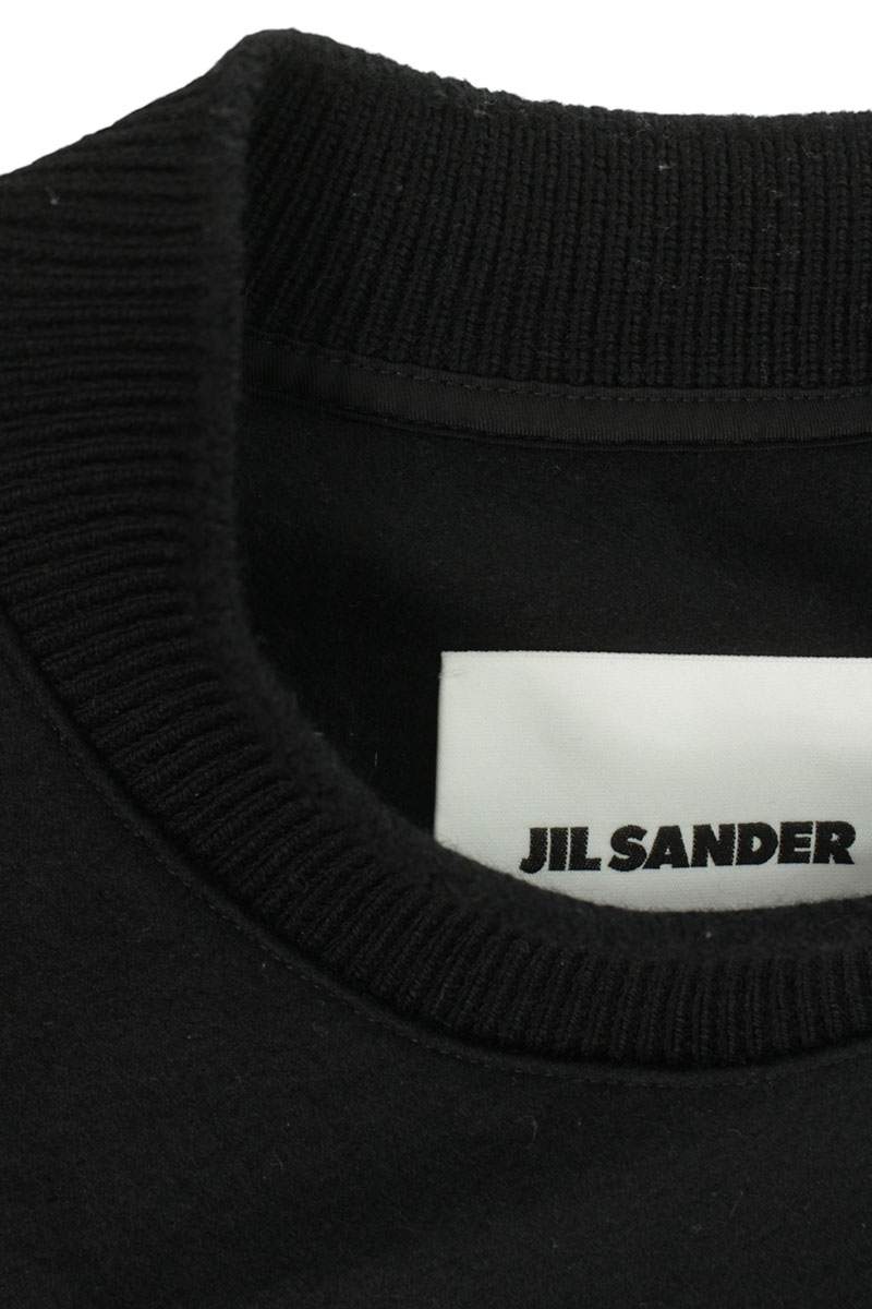 JILSANDER Wool Melton Crewneck Sweatshirt Black Size 44