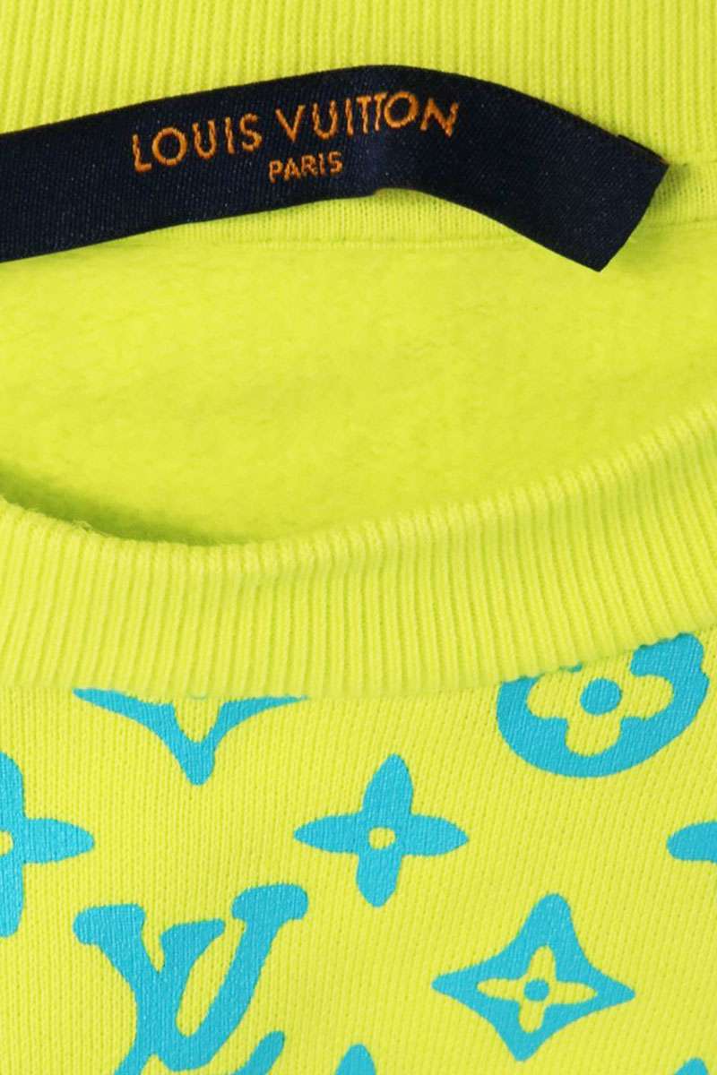LOUISVUITTON Monogram Print Sweatshirt Yellow/Blue Size S