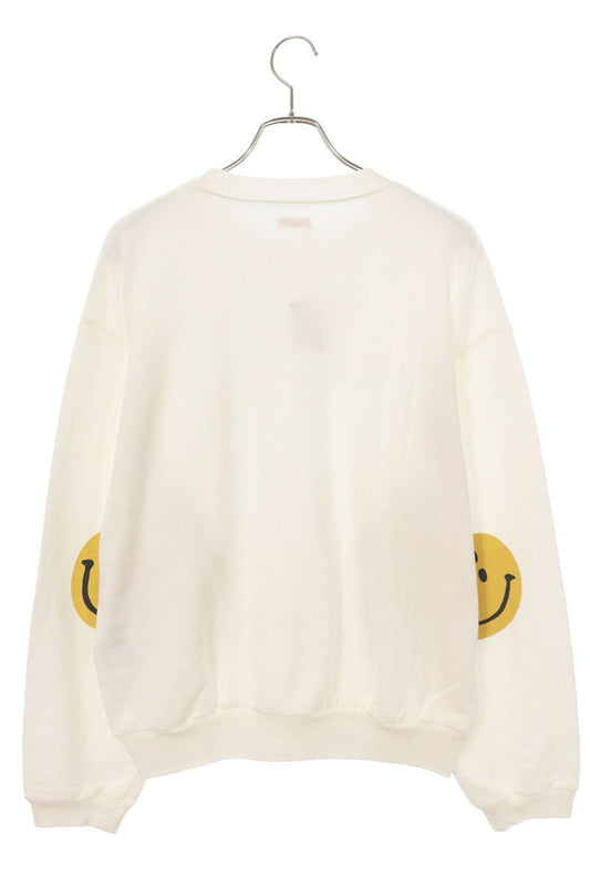 KAPITAL Elbow Smiley Print Sweatshirt White/Yellow Size 4
