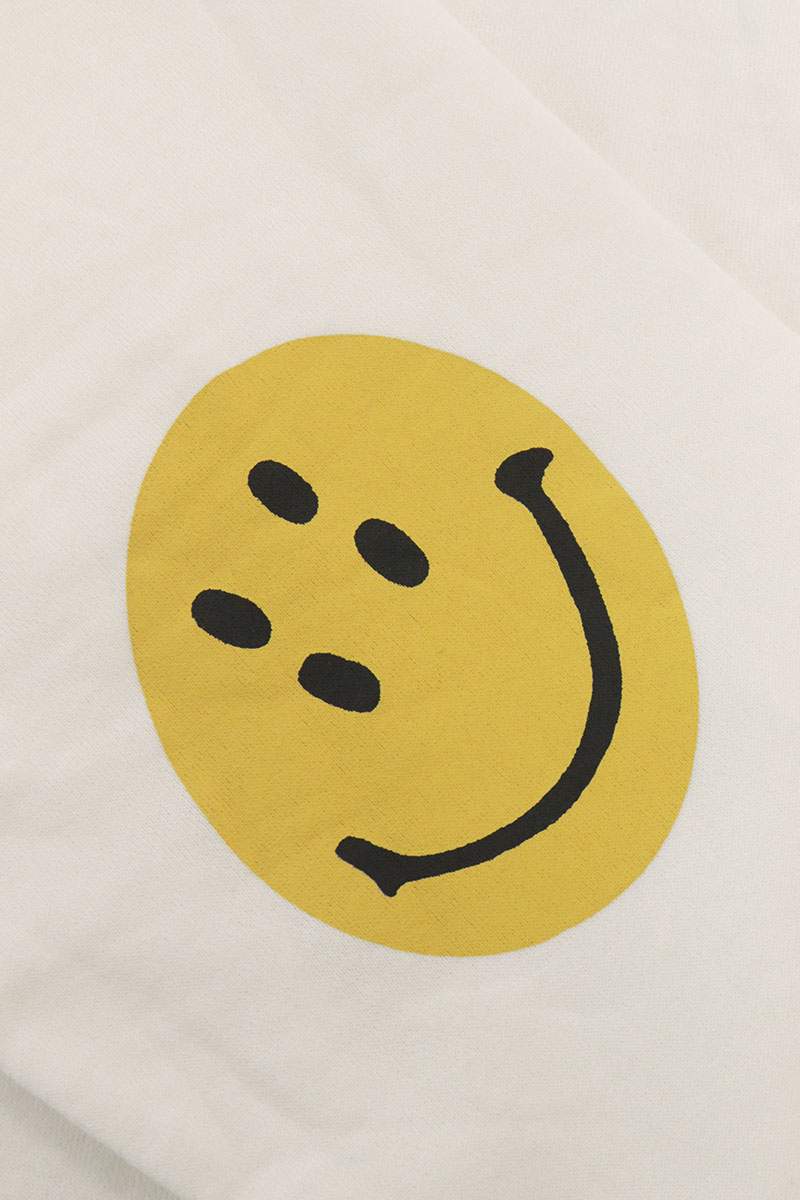 KAPITAL Elbow Smiley Print Sweatshirt White/Yellow Size 4