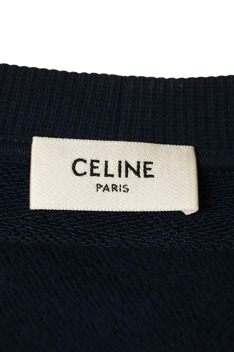 CELINE Triomphe Embroidery Loose Sweatshirt Navy Size M