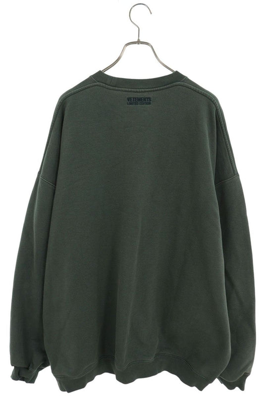 VETEMENTS Green Front Logo Embroidered Sweatshirt Size S