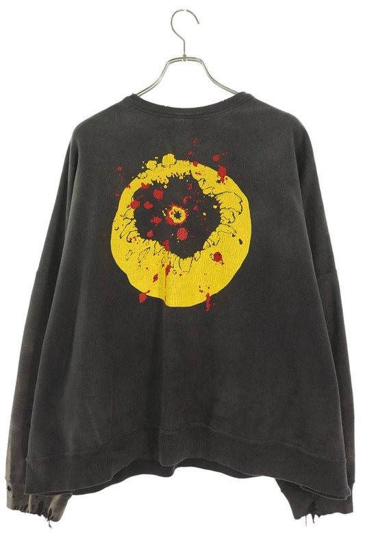 SAINT MICHAEL Smile Print Vintage Sweatshirt Gray Size L