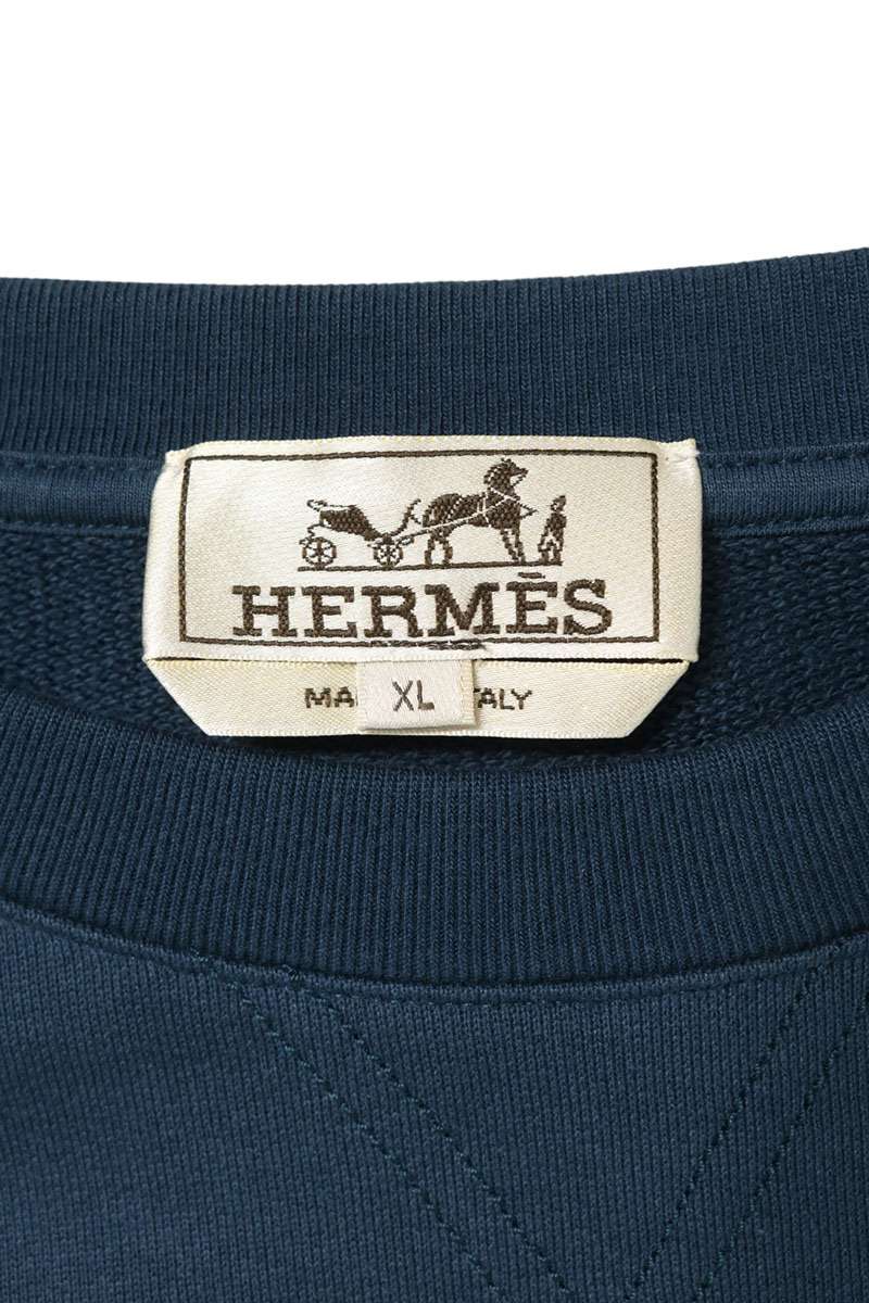HERMES Clou de Selle Patch Sweatshirt Navy Blue Size XL