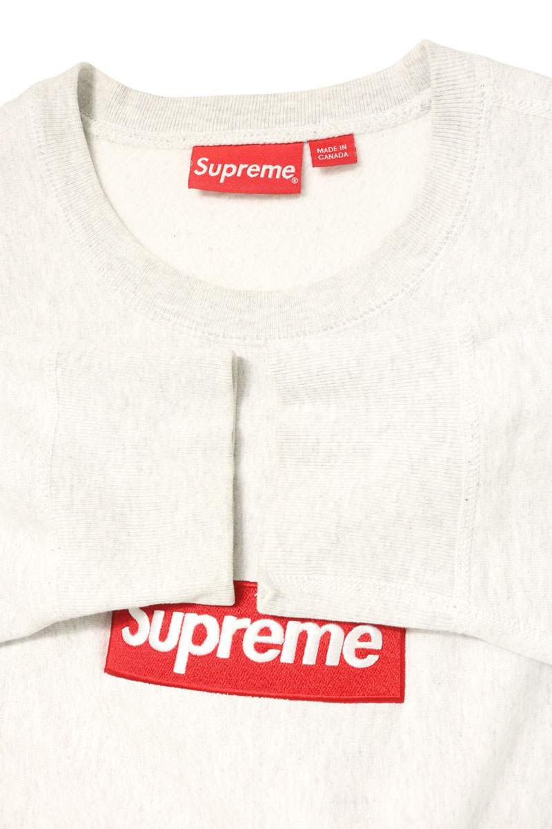 SUPREME 18AW Box Logo Crewneck Sweatshirt Gray Red Size M