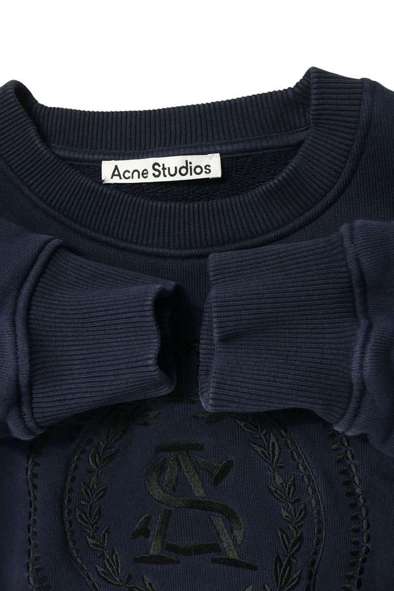 ACNE STUDIOS Logo Embroidery Crewneck Sweatshirt Navy Size M
