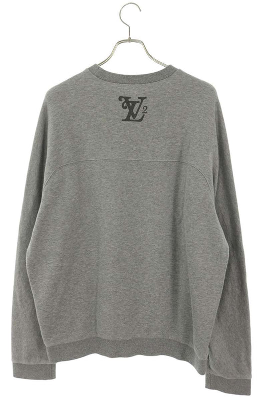 LOUISVUITTON Squared Logo Sweatshirt Gray Cotton Size L