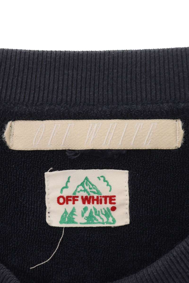OFF-WHITE Bias Back Print Crewneck Sweatshirt Navy Size S