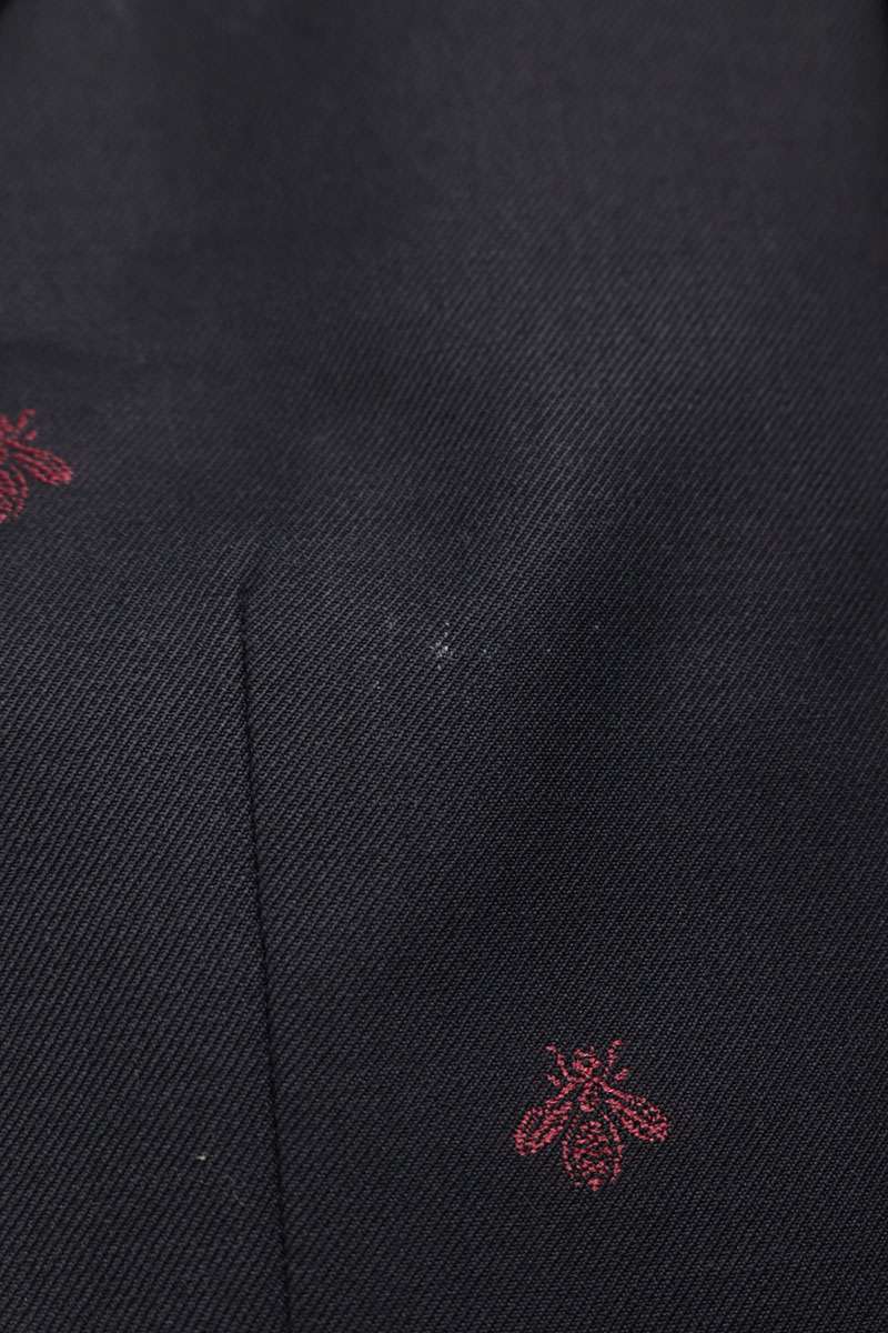 GUCCI BEE Embroidered Wool Tailored Suit Navy Size 46R