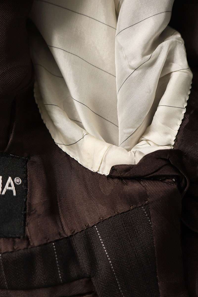DOLCE & GABBANA Brown Wool Stripe Suit Set Size 50R