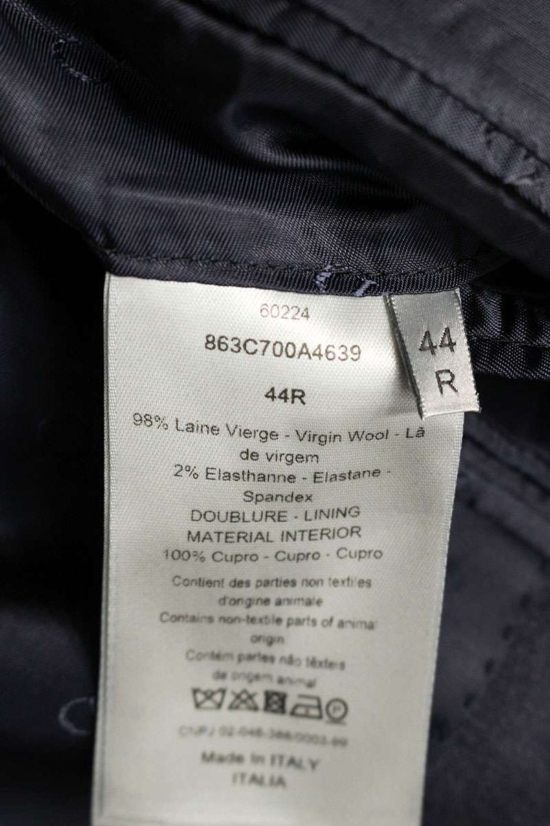DIOR Single-Breasted Tailored Suit Set Navy Wool Size 44R