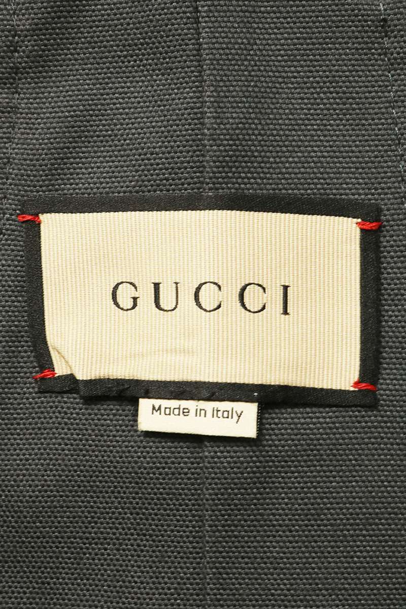GUCCI Pocket Logo Patch Slit Jumpsuit Gray Cotton Size 46