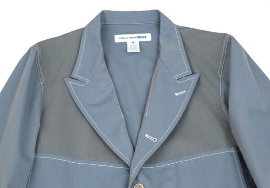 COMME des GARCONS SHIRT Blue Paneled Cotton Blazer Size M