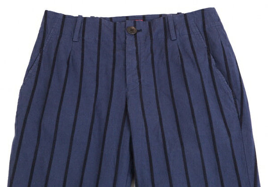 ISSEY MIYAKE HaaT Cotton Stripe Tapered Pants Navy Size M