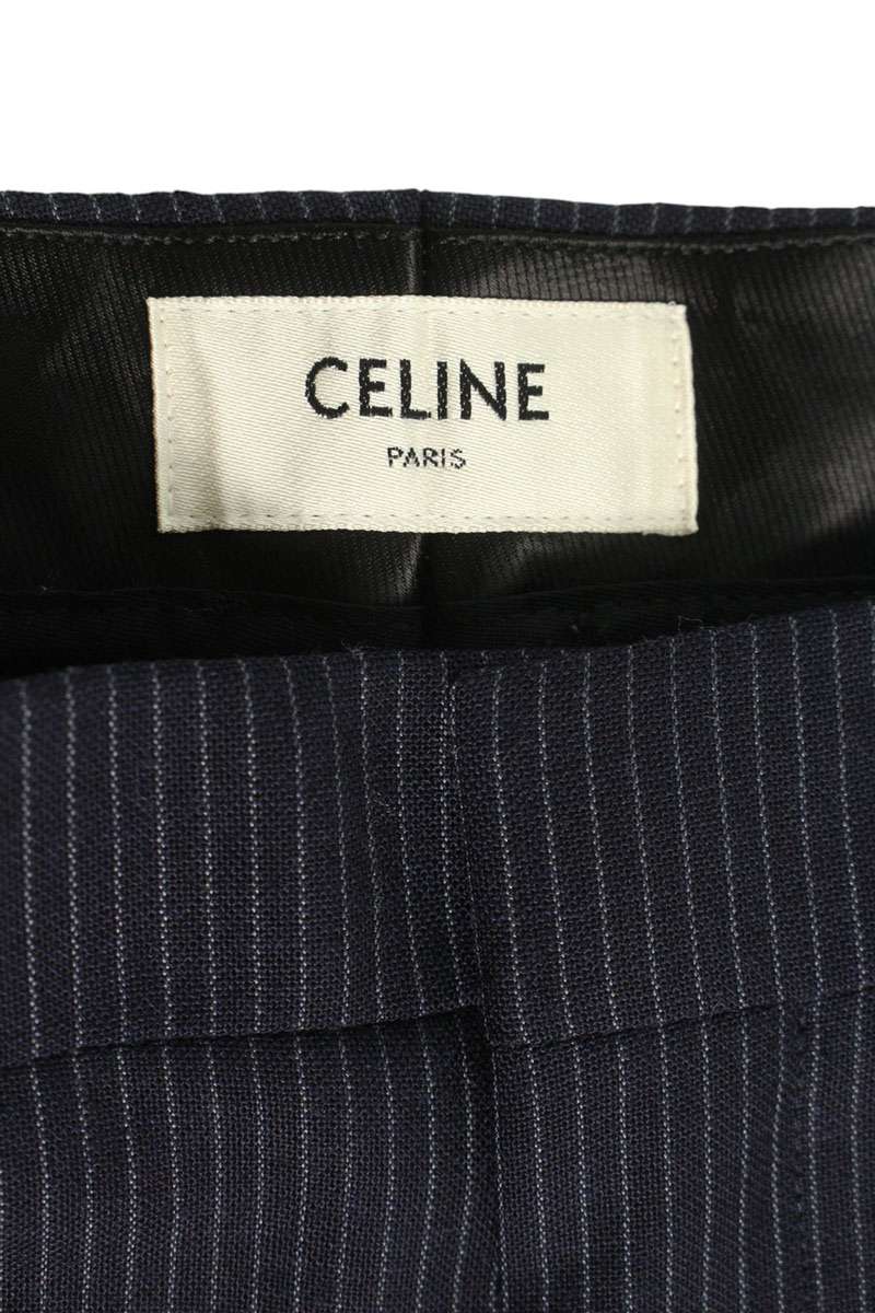 CELINE Striped Wool Blend Pants Navy Size 36