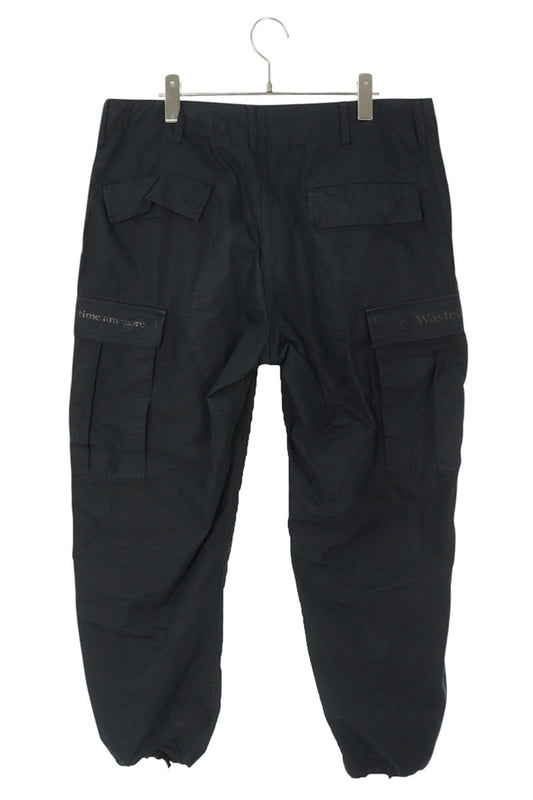WASTED YOUTH Cotton Message Print Cargo Pants Black Size 32