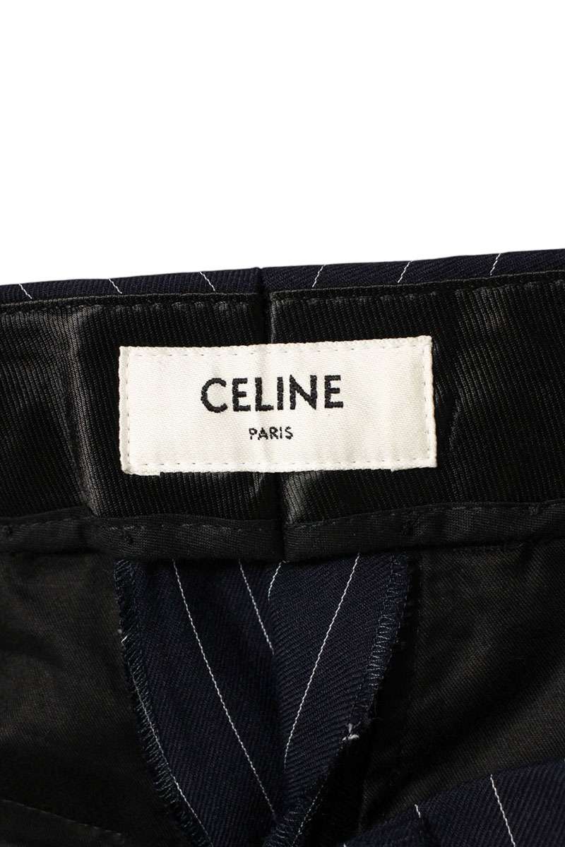 CELINE Wool Cashmere Stripe Slacks Navy Size 33