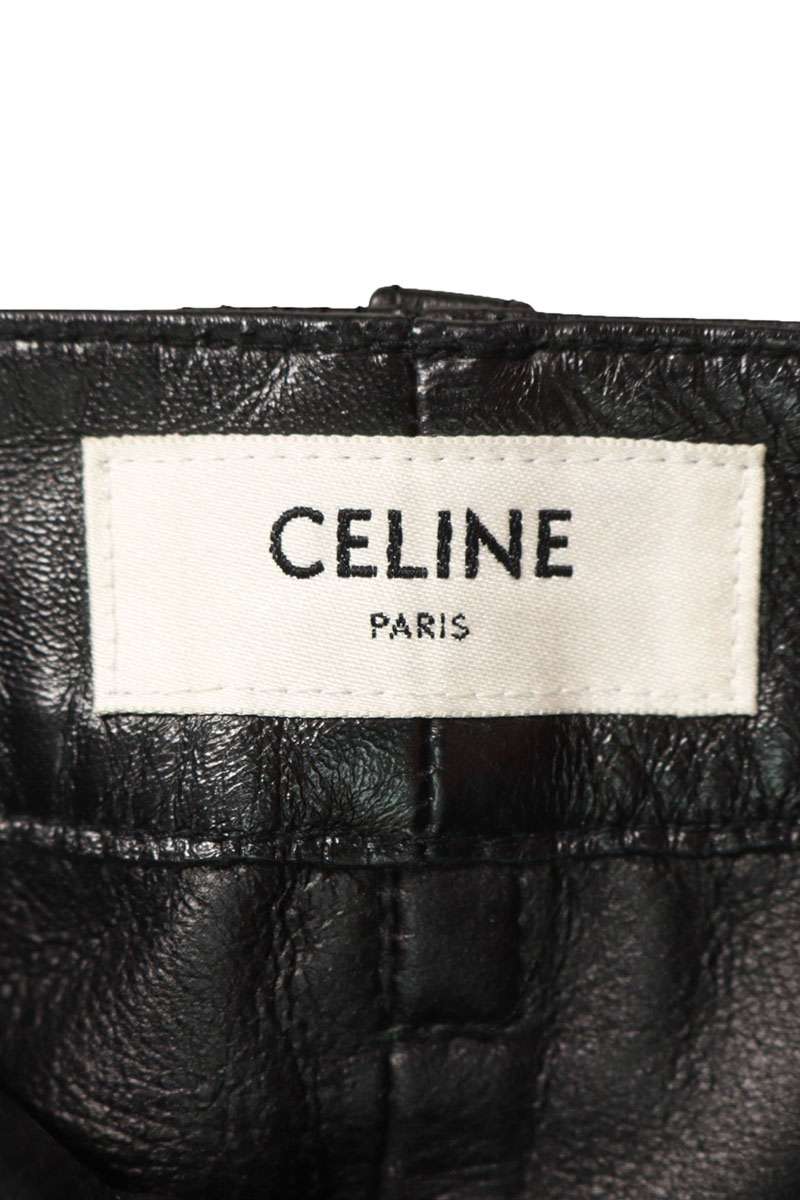 CELINE Black Lamb Leather Trousers Size 26