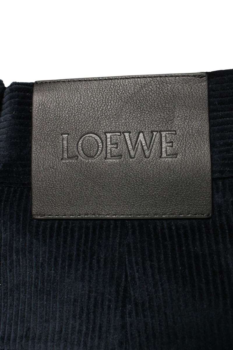 LOEWE Knit Panel Corduroy Trousers Navy Blue Size 32