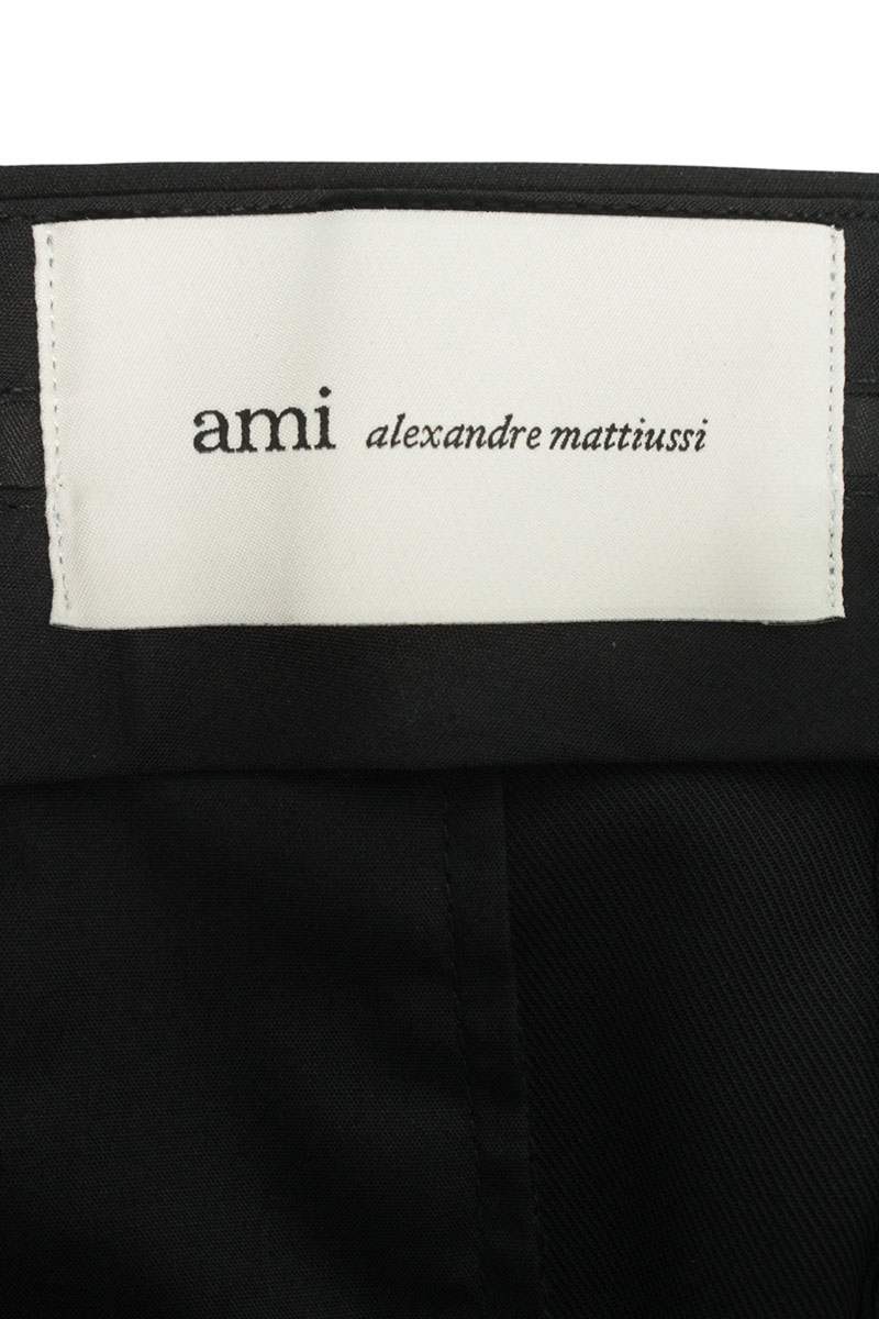 AMI 26SS Wool Waist Wide Long Pants Black Size 38