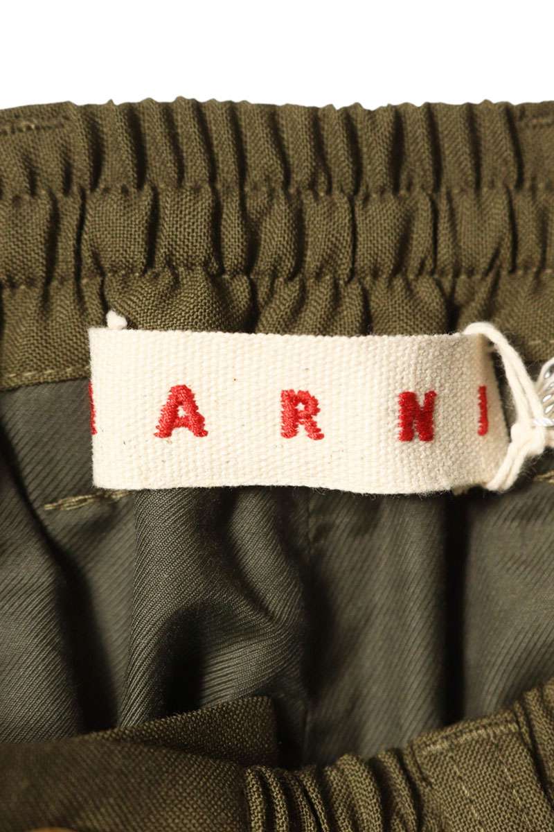 Marni Khaki Tropical Wool Shirred Tapered Pants Size 33