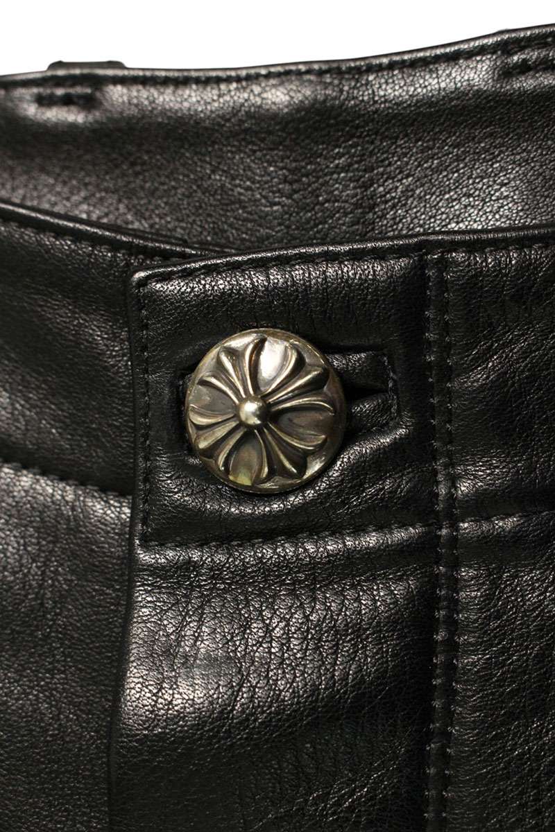 Chrome Hearts DEVIL DOG LTHR Cross Button Leather Size 36