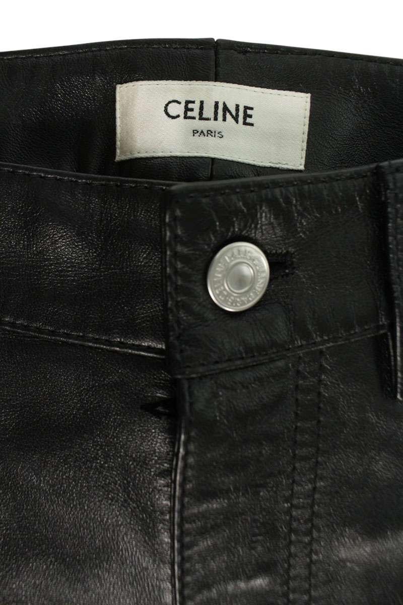 CELINE Soft Lambskin Leather Pants Black Size 32