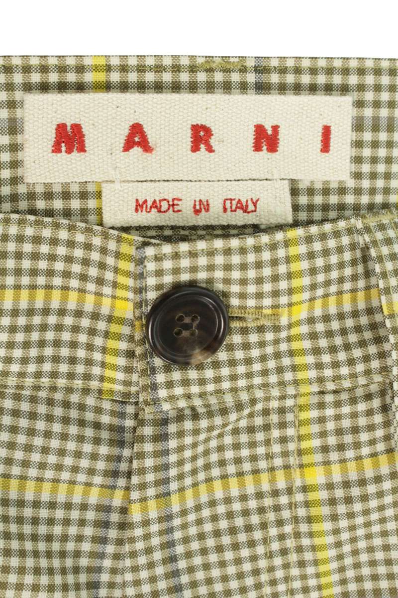 Marni 24SS Khaki Yellow Checked Flared Trousers Size 33