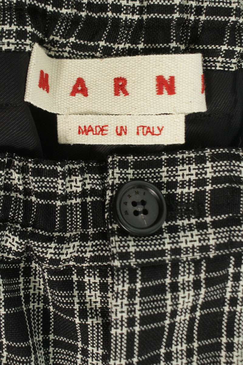 Marni 25AW Black/White Check Carrot Cut Trousers Size 32