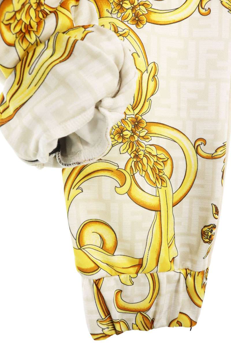 FENDACE TWO WAY All-Over Print Long Pants White x Yellow x Black Size S