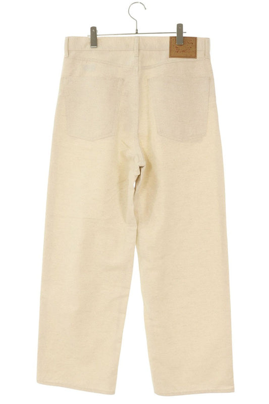 UNUSED Cotton Linen Glitter Wide Trousers Beige Size 34